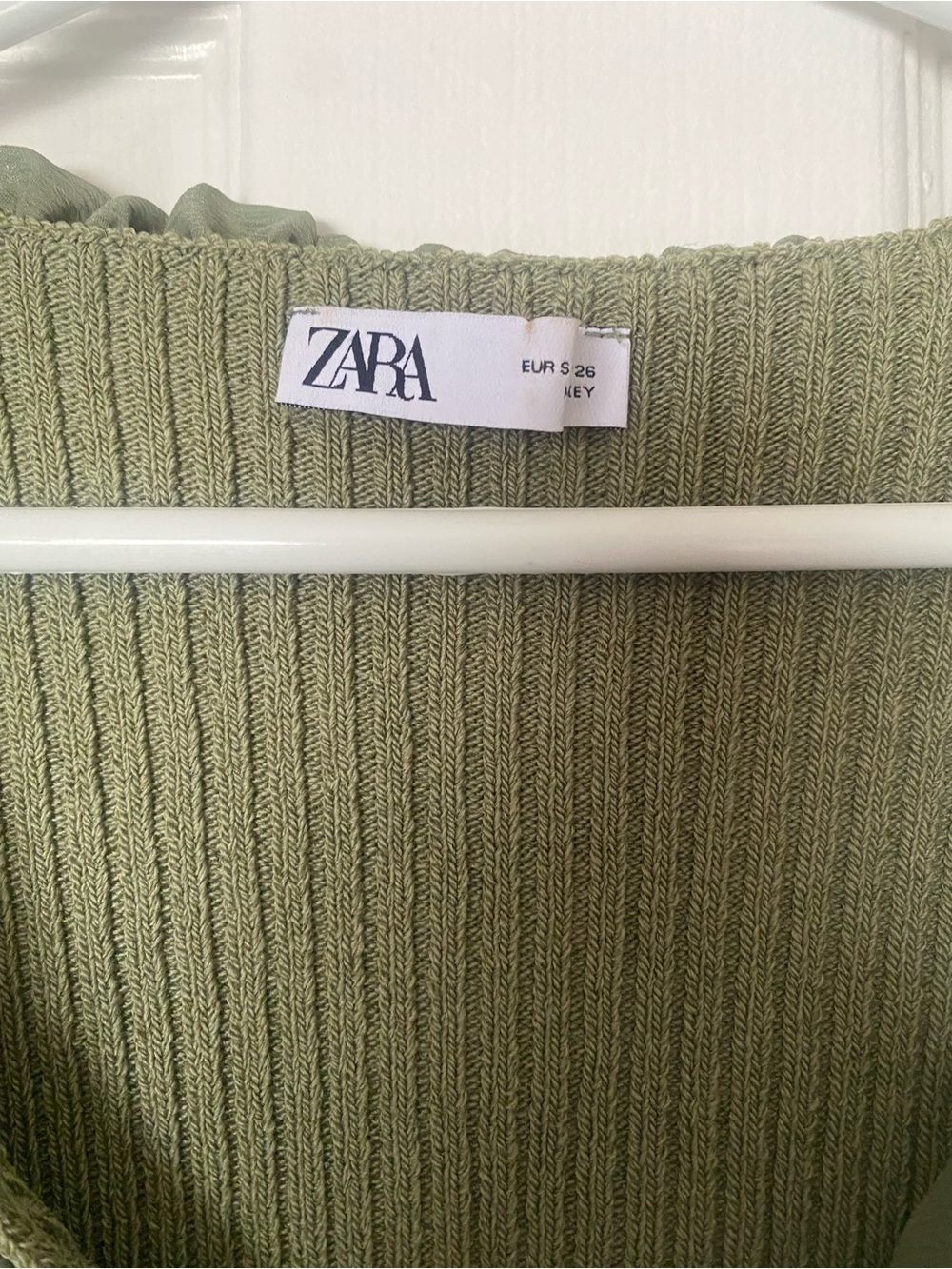 Zara Olive Green Ruffle Tie Front Cardigan Bell Sleeve Fairycore Top S - Picture 5 of 7